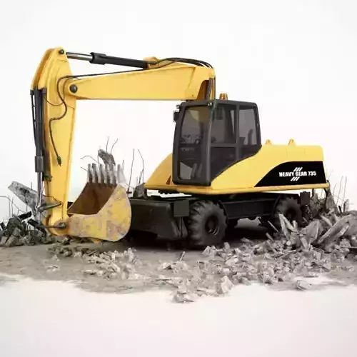 Yellow Industrial Excavator