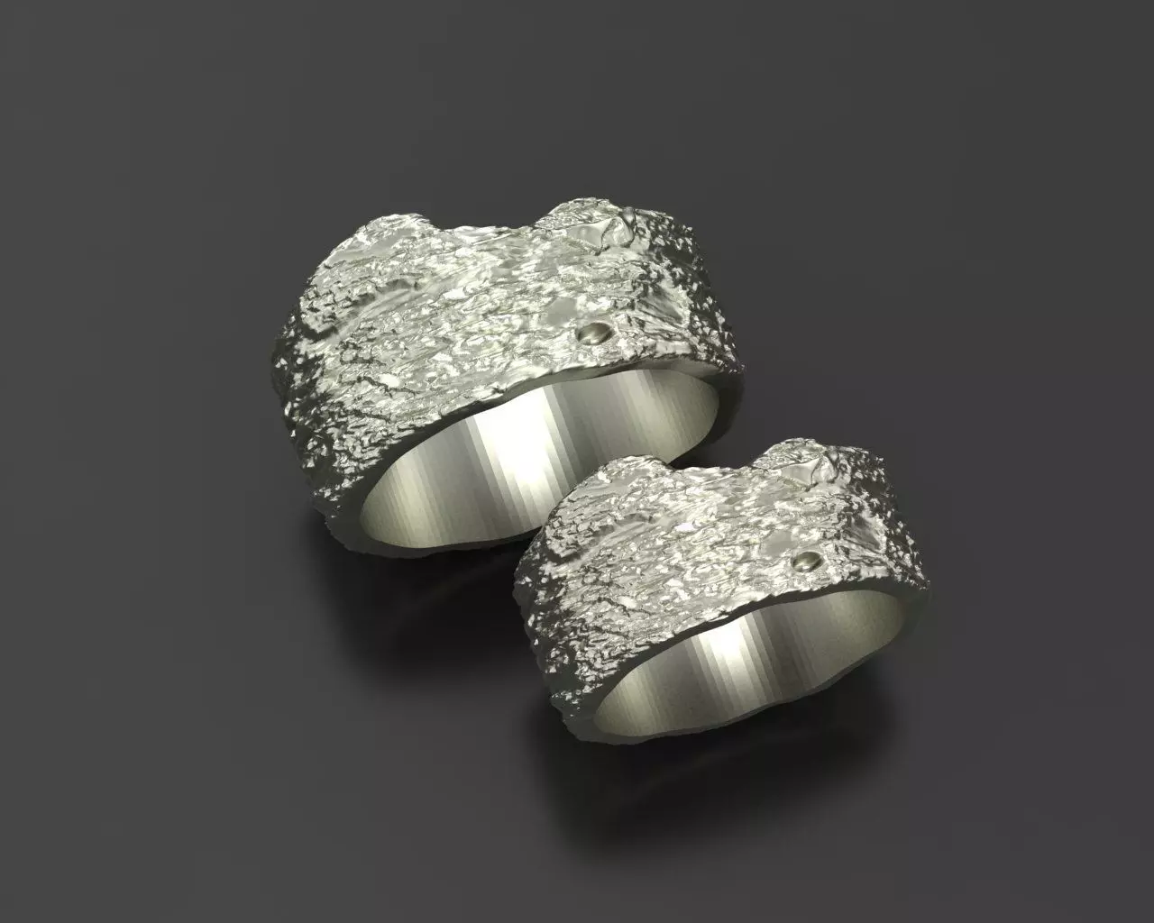 Wedding rings tree bark 3D print model