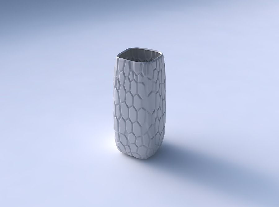 Vase quadratic tall with organic cells 3D print model_3