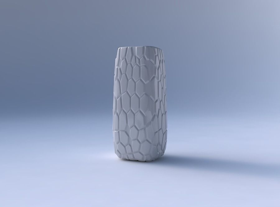 Vase quadratic tall with organic cells 3D print model_4