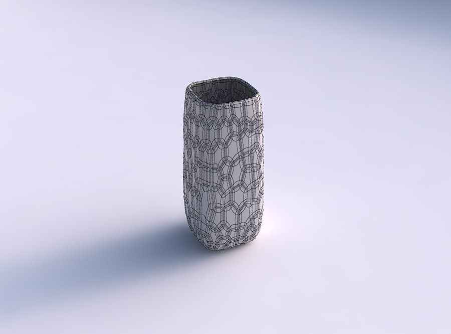 Vase quadratic tall with organic cells 3D print model_5