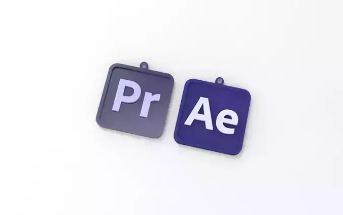 Premiere pro and  After effects icon 3D printable Keychains