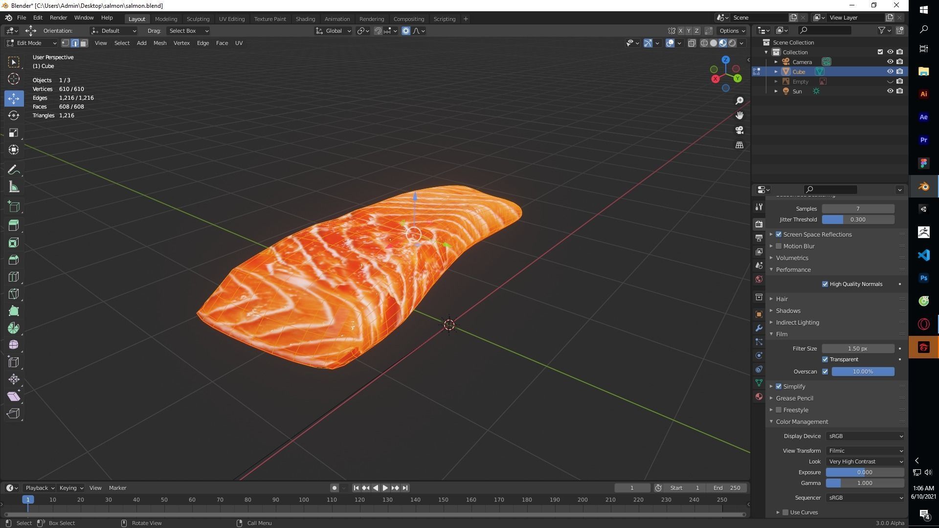 Salmon Fillet Low-poly 3D model_34