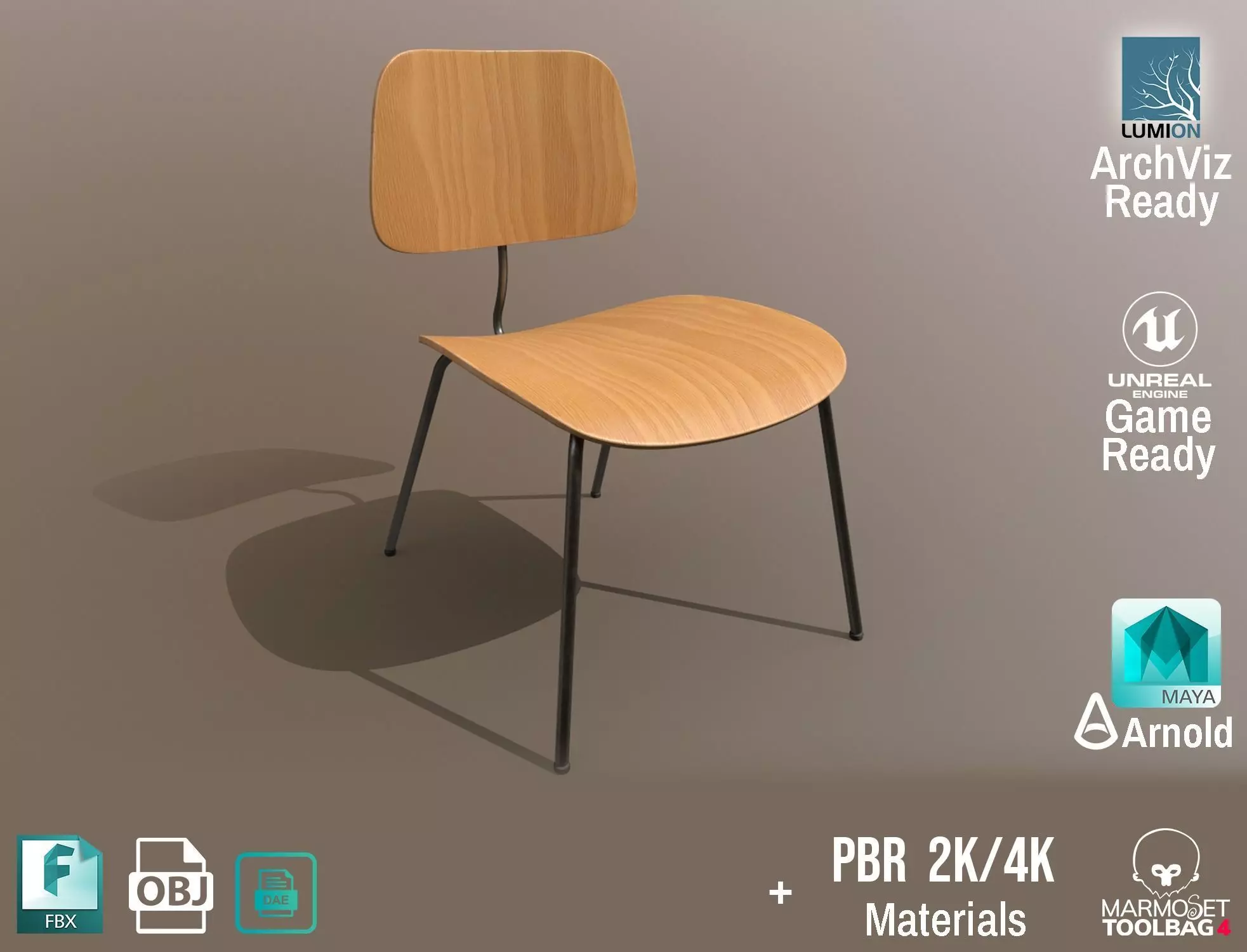 Detailed Vintage School Chair Design PBR - Lumion - UE4 Low-poly 3D model_0