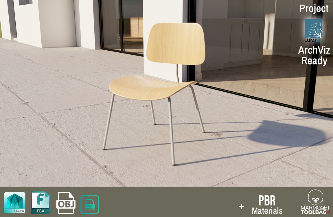 Detailed Vintage School Chair Design PBR - Lumion - UE4 Low-poly 3D model_5