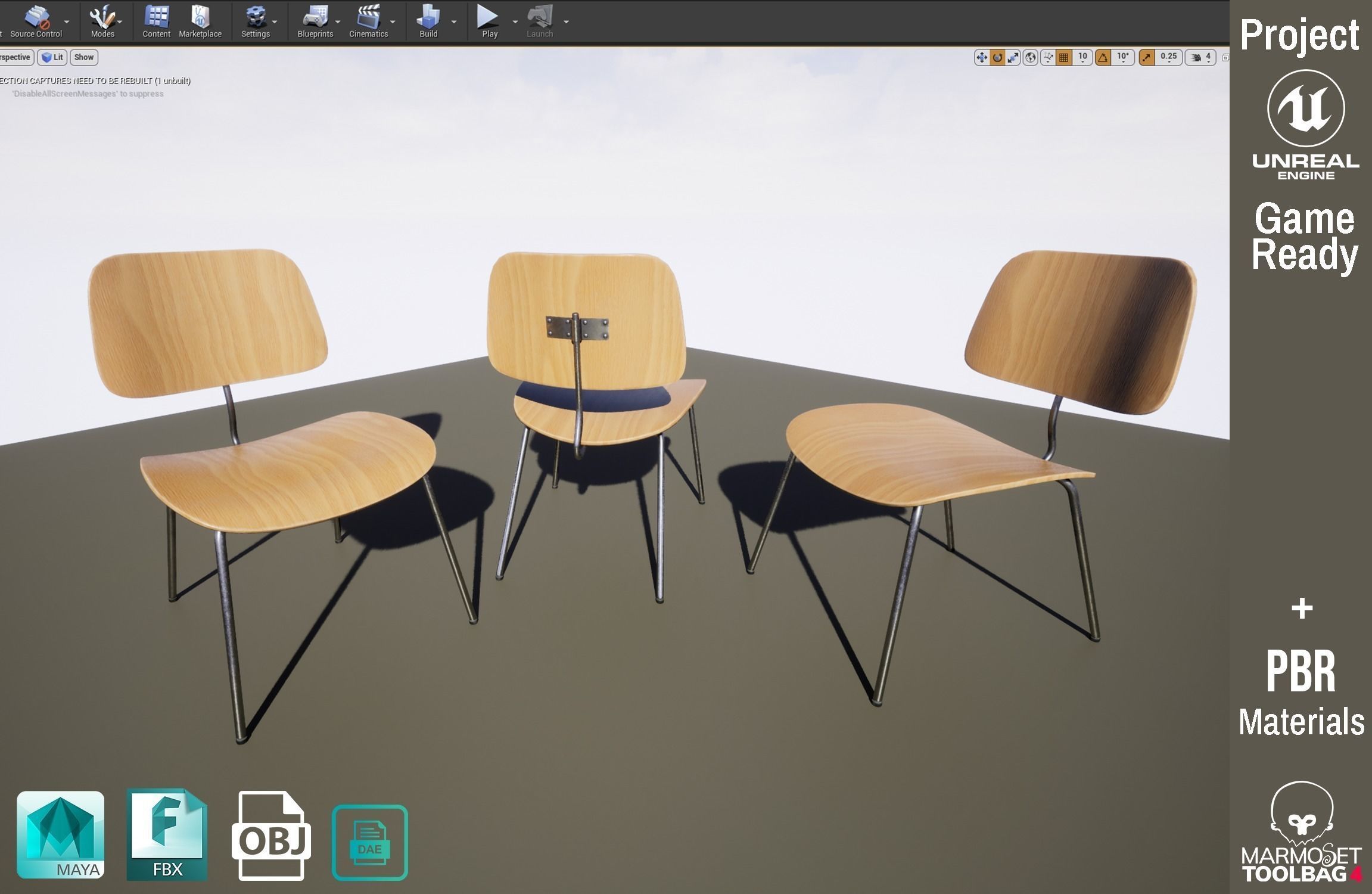 Detailed Vintage School Chair Design PBR - Lumion - UE4 Low-poly 3D model_4
