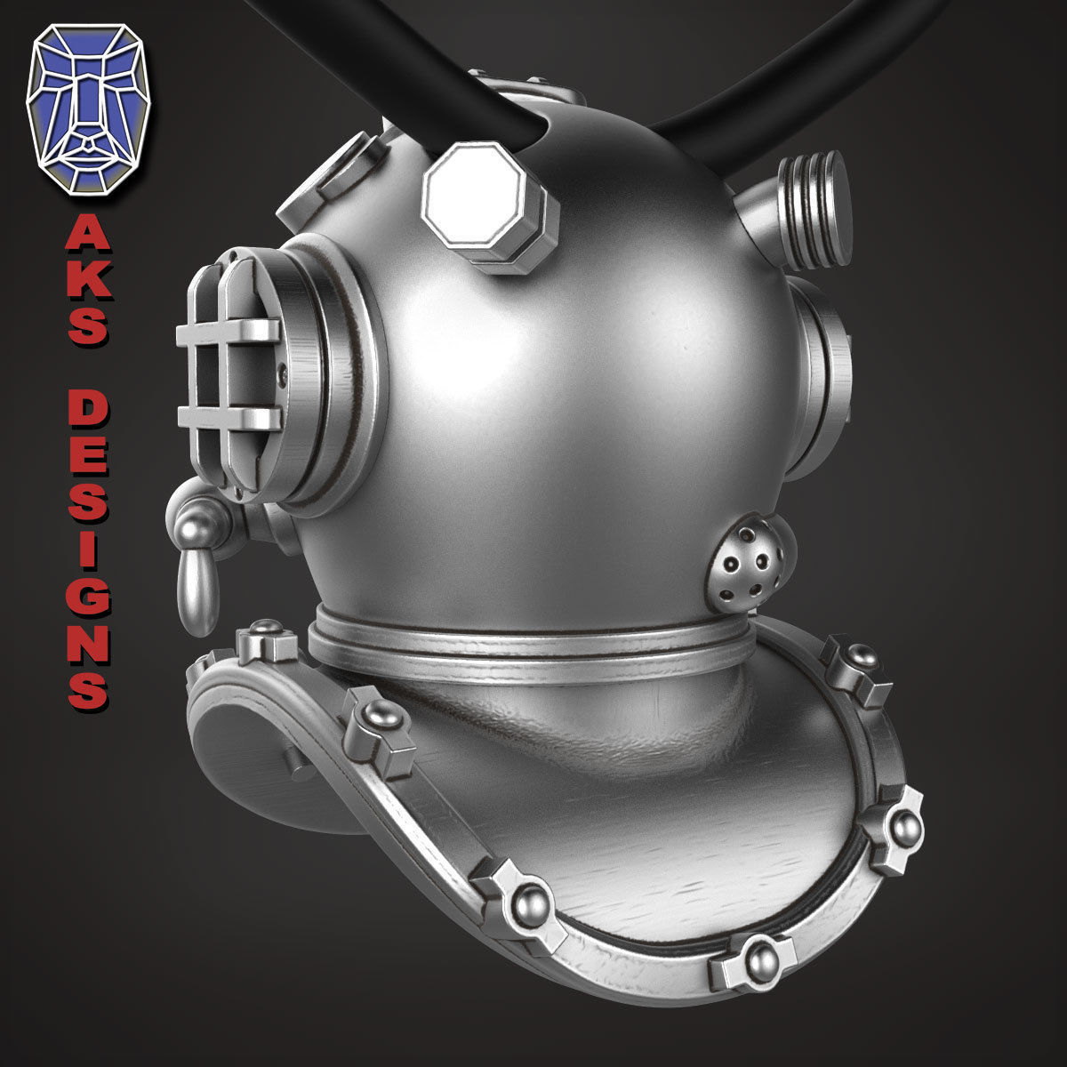 biker Pendant Jewelry Diving Mask 1 3D print model_12