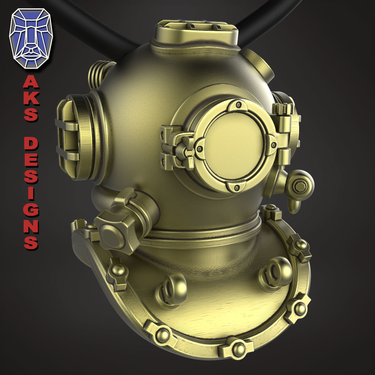 biker Pendant Jewelry Diving Mask 1 3D print model_1