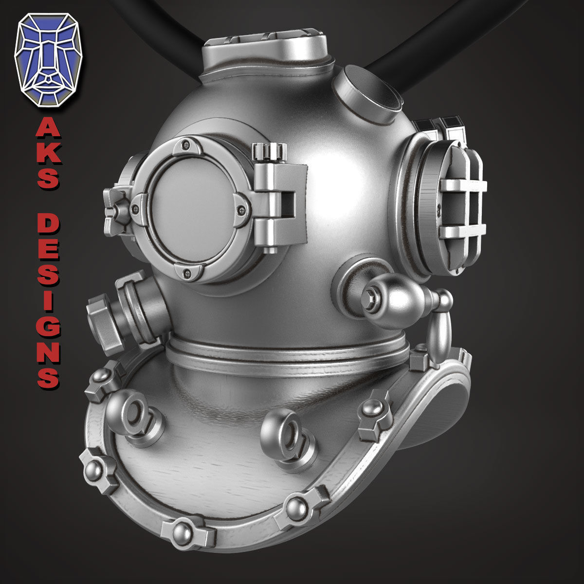 biker Pendant Jewelry Diving Mask 1 3D print model_6