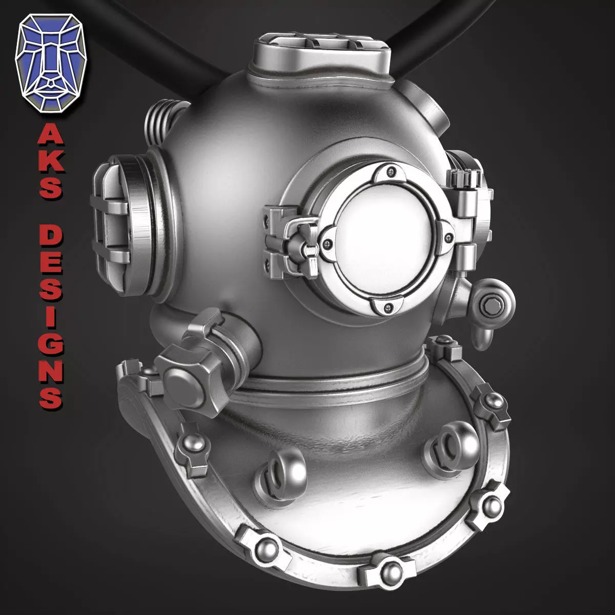 biker Pendant Jewelry Diving Mask 1 3D print model_0