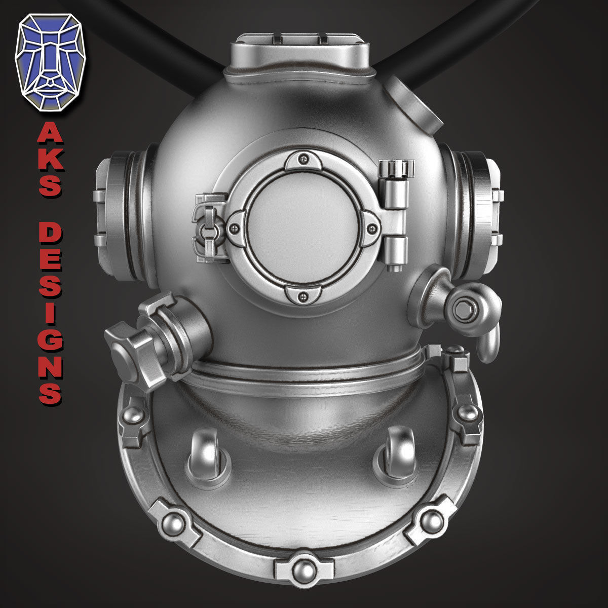 biker Pendant Jewelry Diving Mask 1 3D print model_3