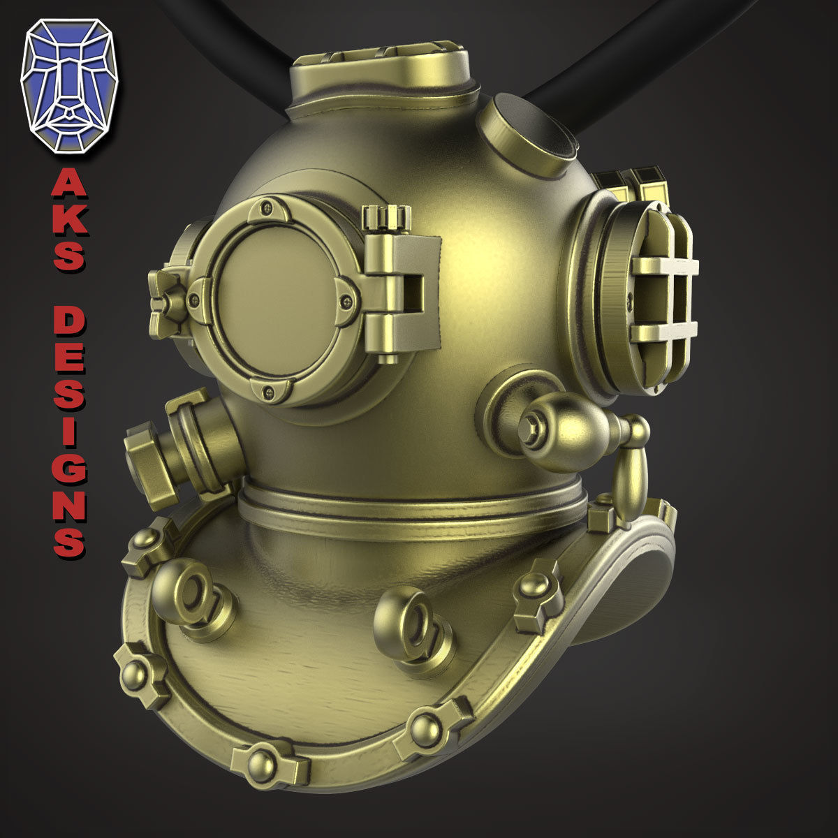 biker Pendant Jewelry Diving Mask 1 3D print model_7