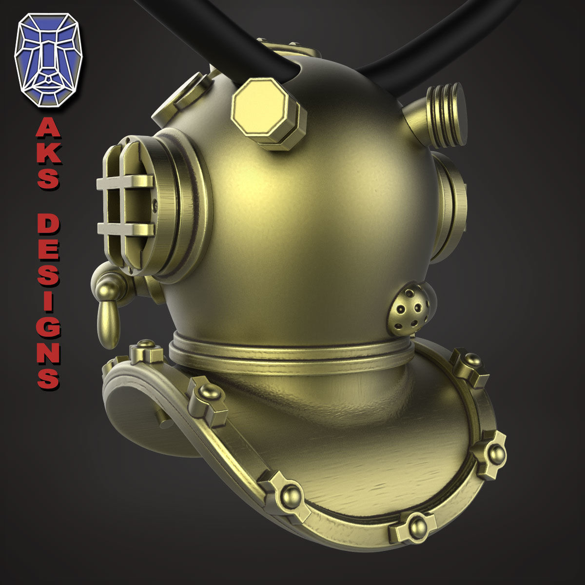 biker Pendant Jewelry Diving Mask 1 3D print model_13