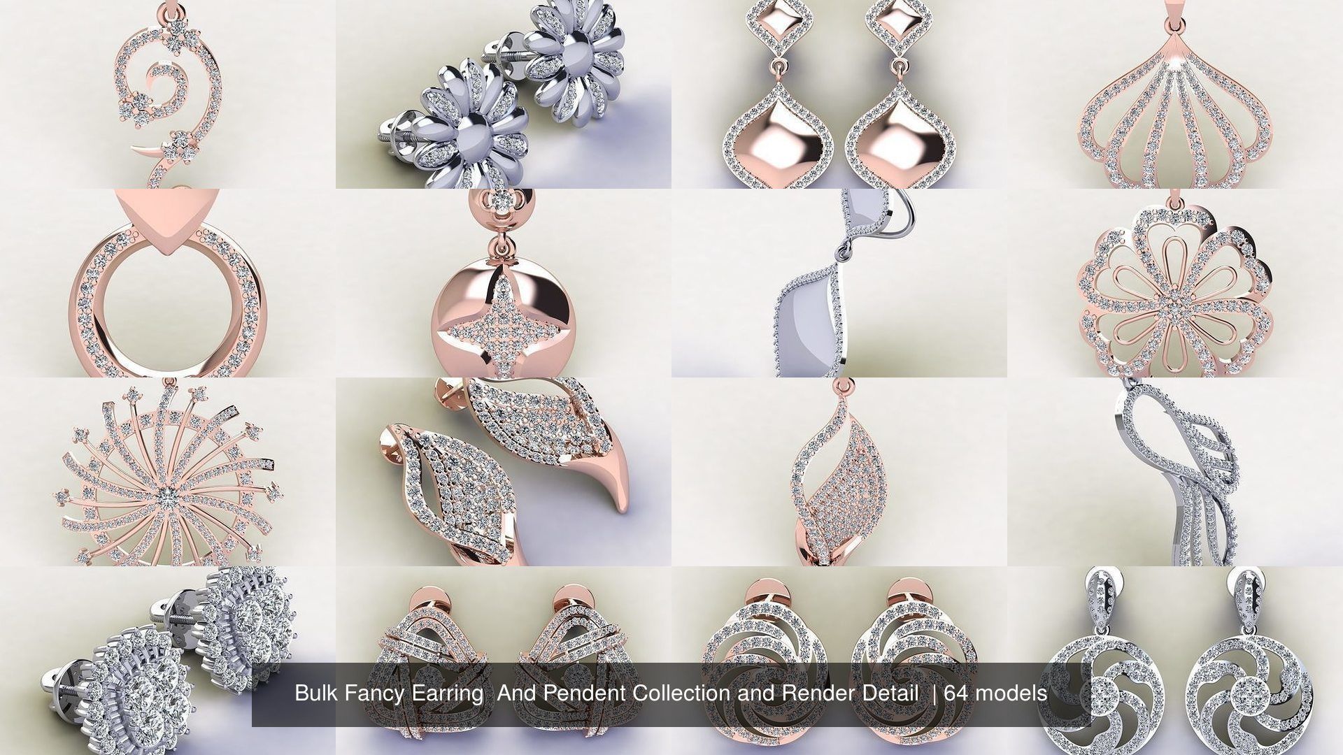 Bulk Fancy Earring And Pendent Collection and Render Detail _10