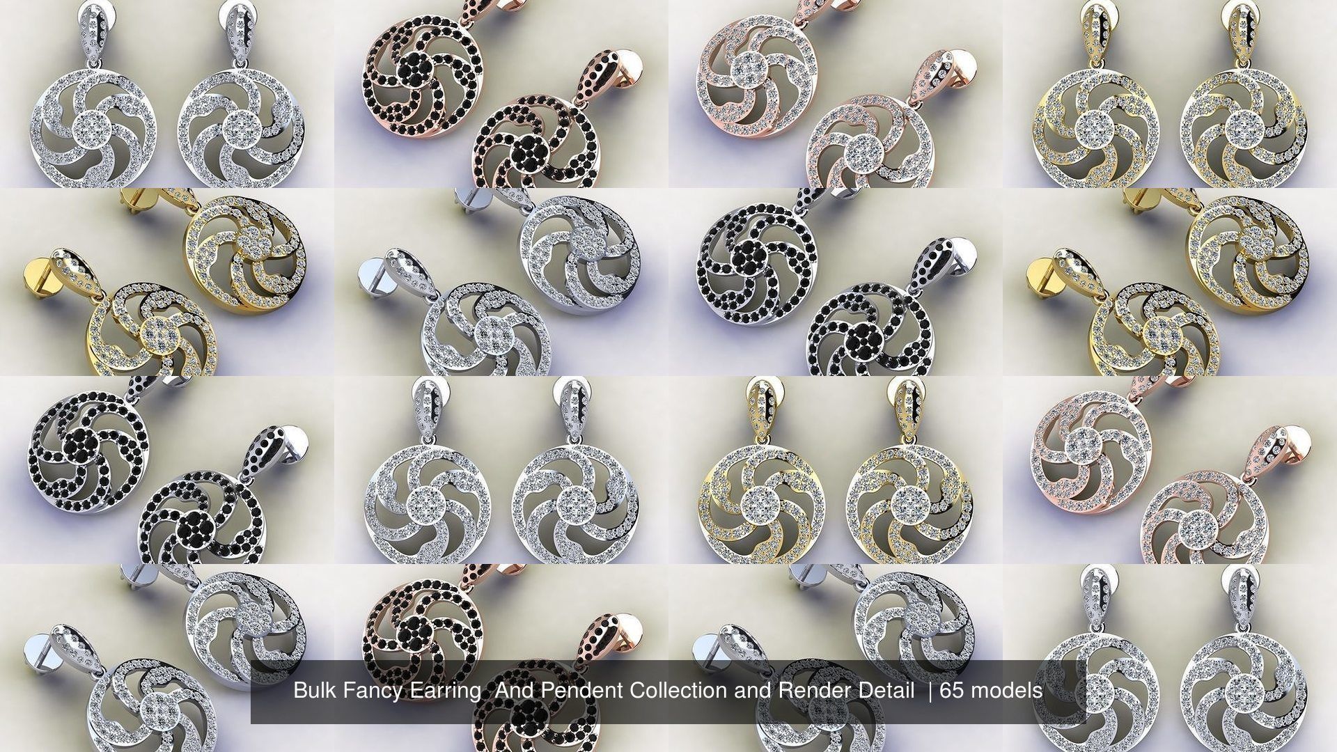 Bulk Fancy Earring And Pendent Collection and Render Detail _11