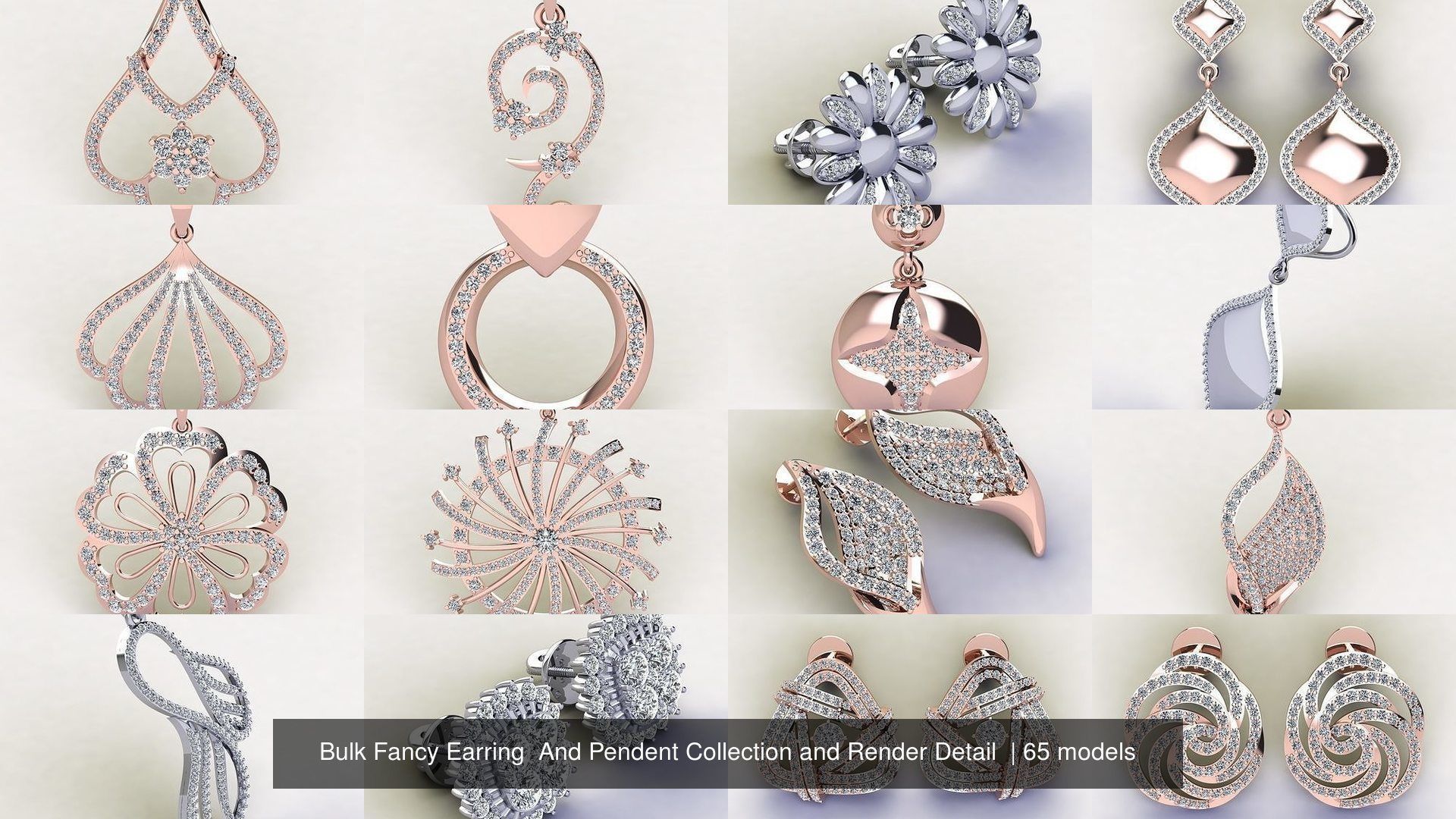 Bulk Fancy Earring And Pendent Collection and Render Detail _9