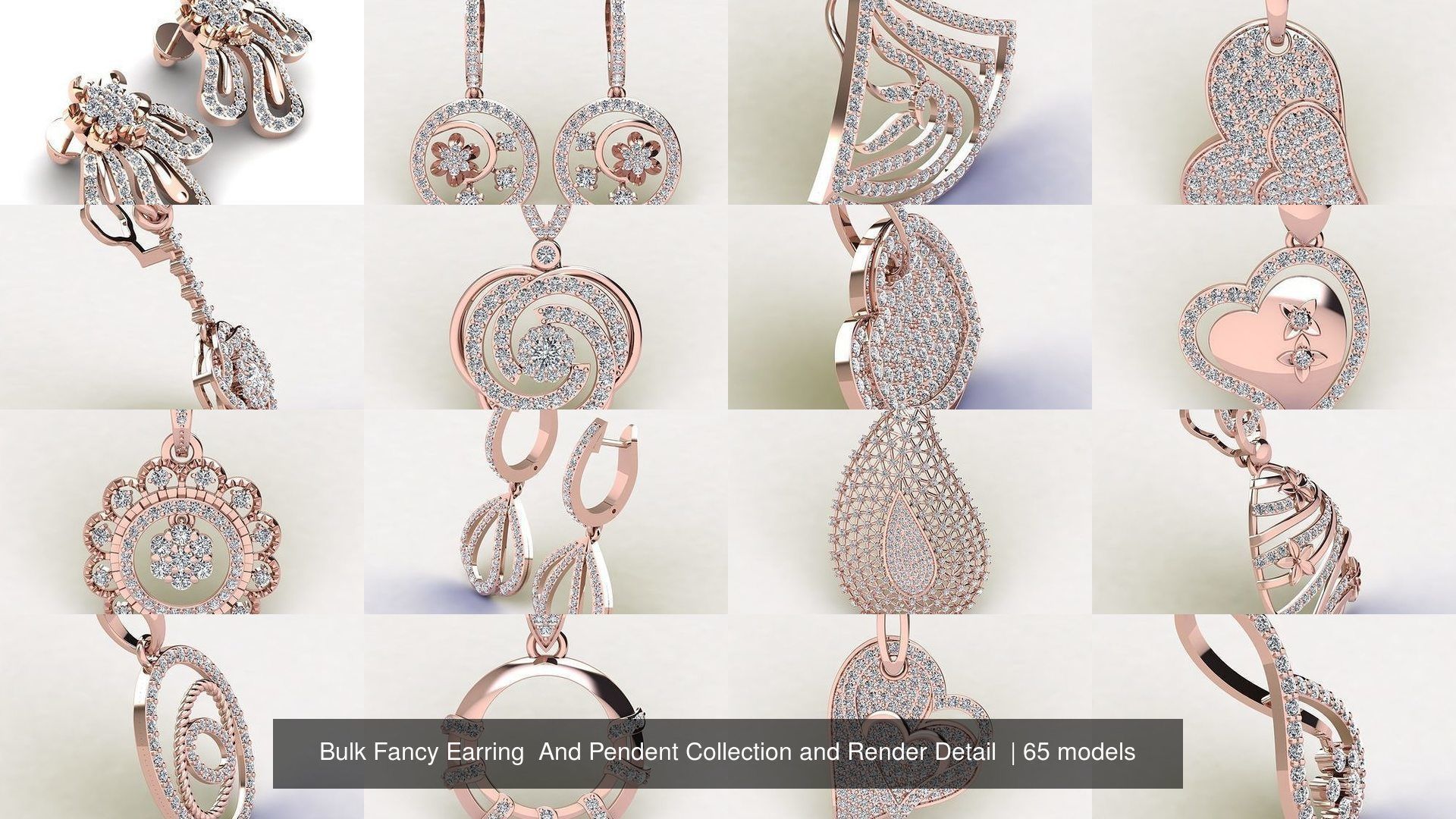 Bulk Fancy Earring And Pendent Collection and Render Detail _7