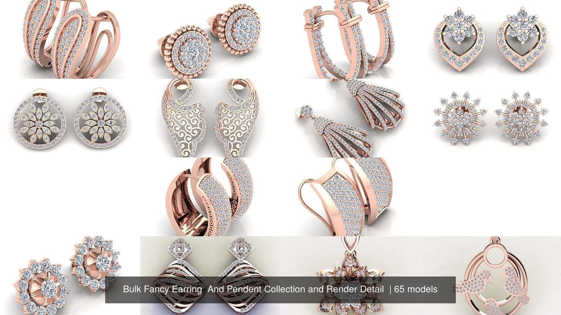 Bulk Fancy Earring And Pendent Collection and Render Detail _4