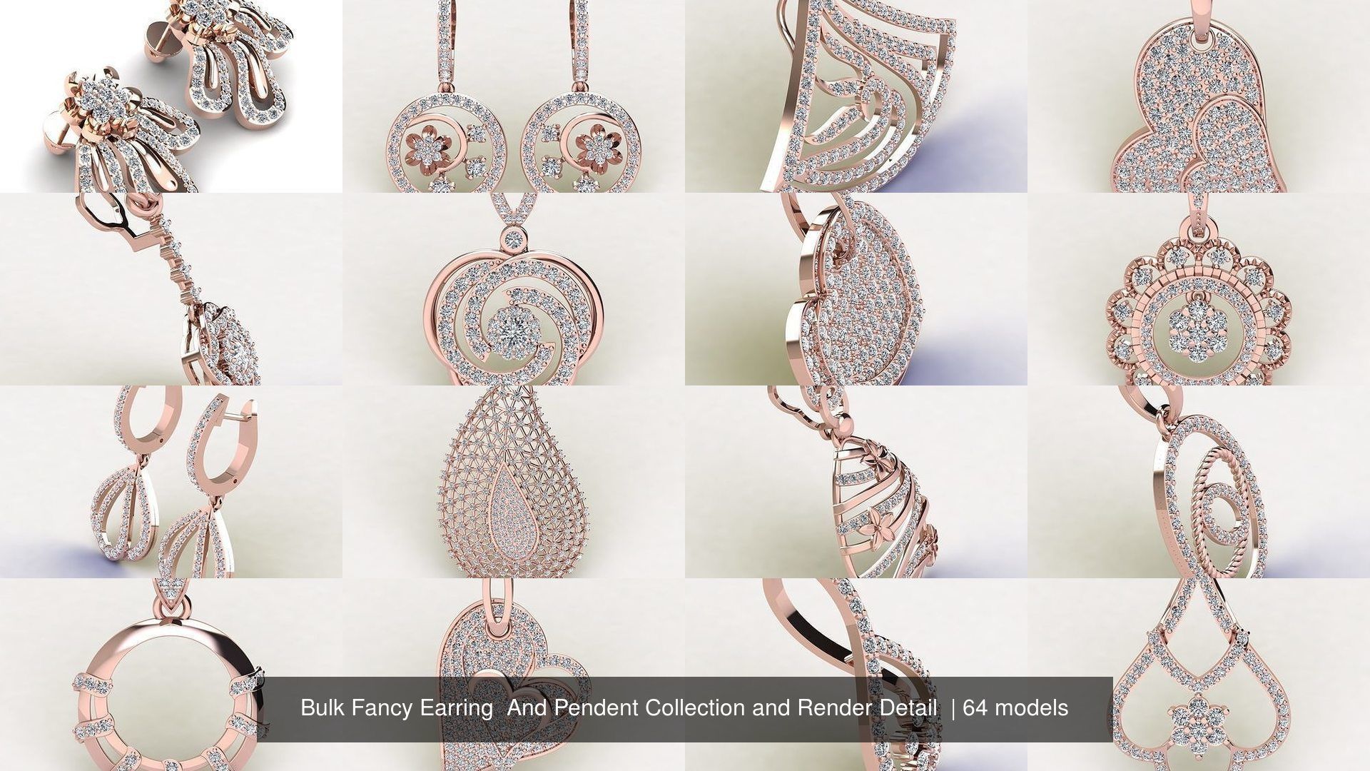 Bulk Fancy Earring And Pendent Collection and Render Detail _8