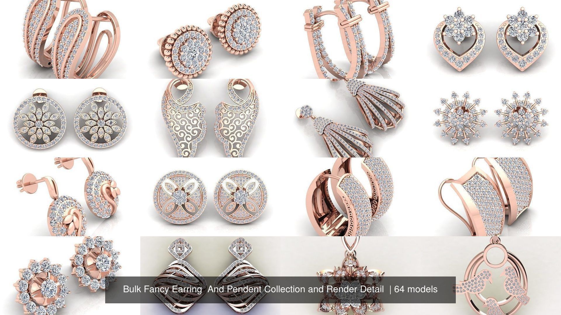 Bulk Fancy Earring And Pendent Collection and Render Detail _5