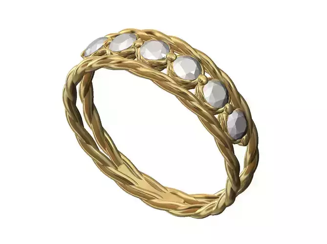 Diamond double row rope band US sizes 6 7 8