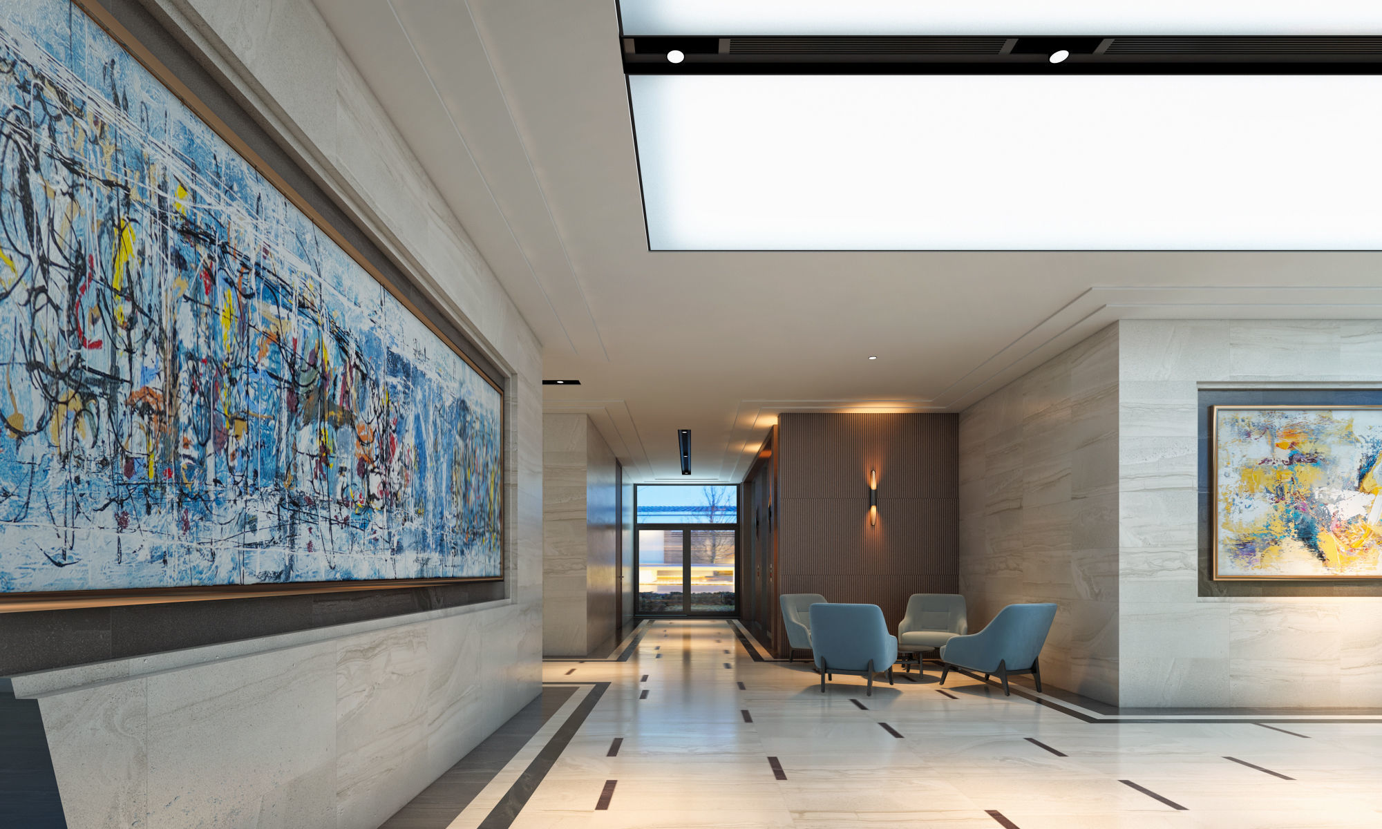 Apartment Lobby 3D model_1