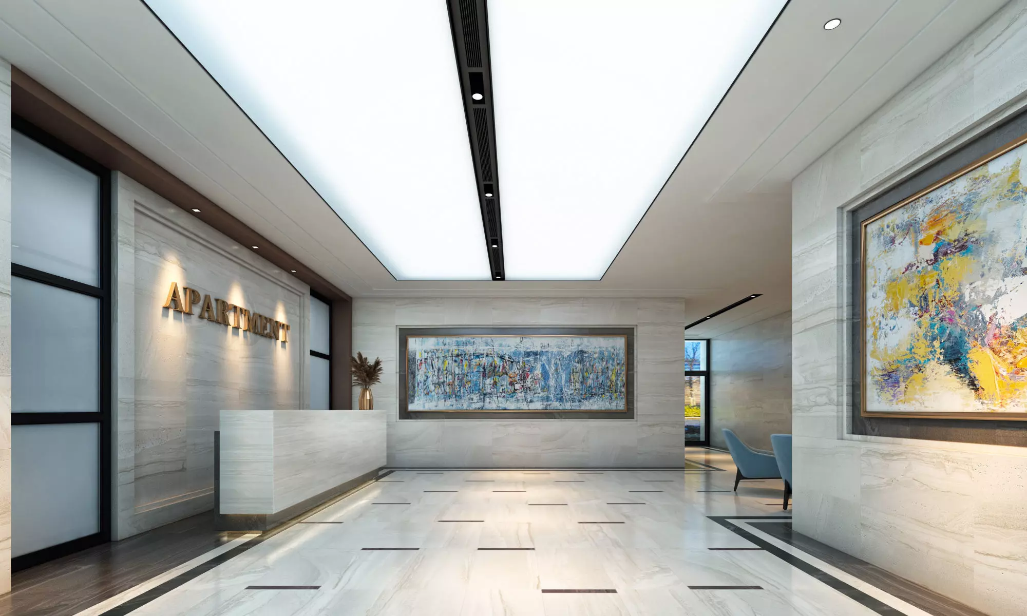 Apartment Lobby 3D model_0