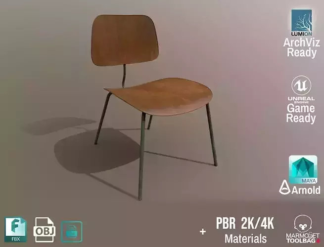 Detailed Vintage School Chair Aged Design PBR - Lumion - UE4 Low-poly 3D model