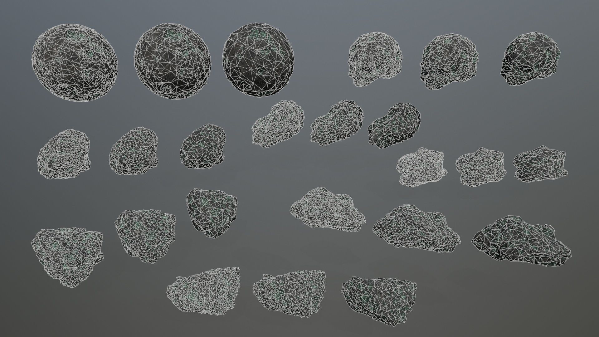 Asteroid Set meteorite in shape of rock Low-poly 3D model_11