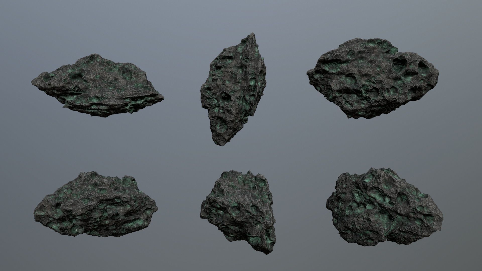Asteroid Set meteorite in shape of rock Low-poly 3D model_6