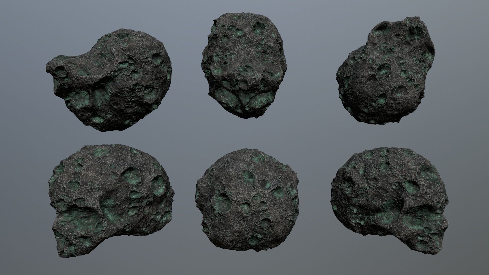 Asteroid Set meteorite in shape of rock Low-poly 3D model_9