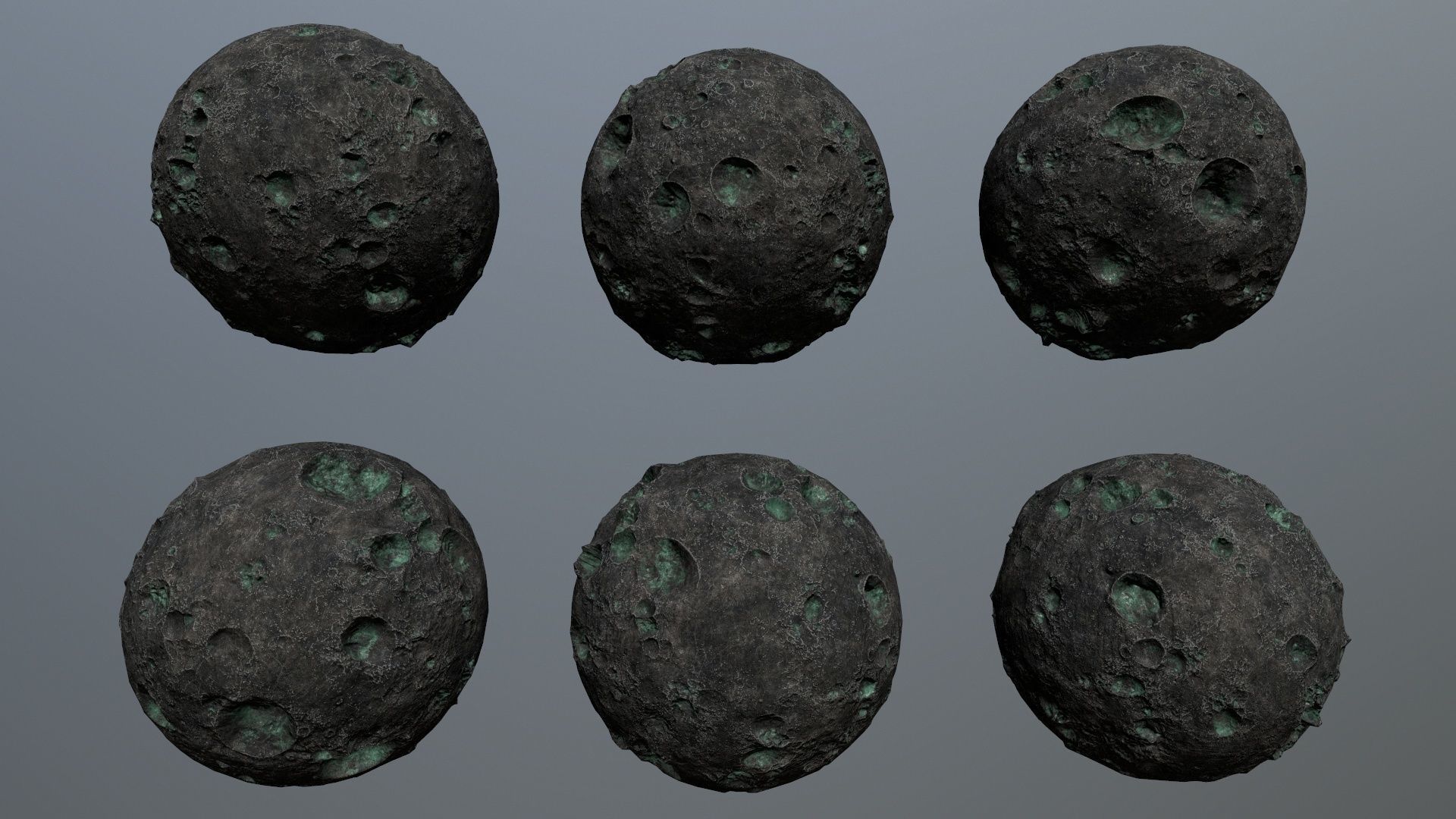 Asteroid Set meteorite in shape of rock Low-poly 3D model_8