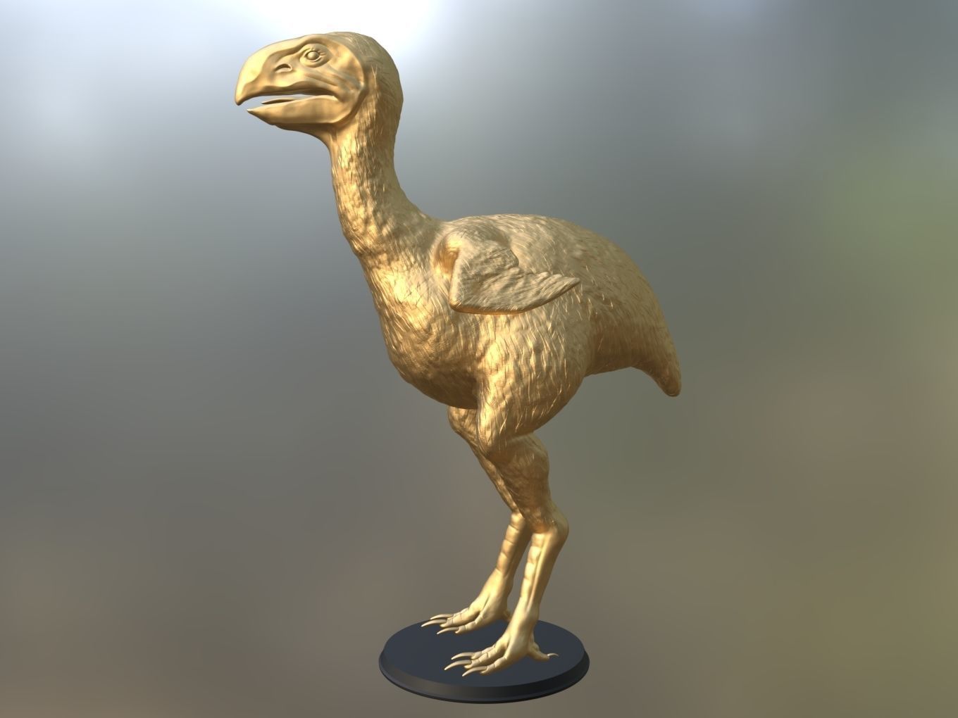 Prehistoric Gastornis Gold 3D print model_4