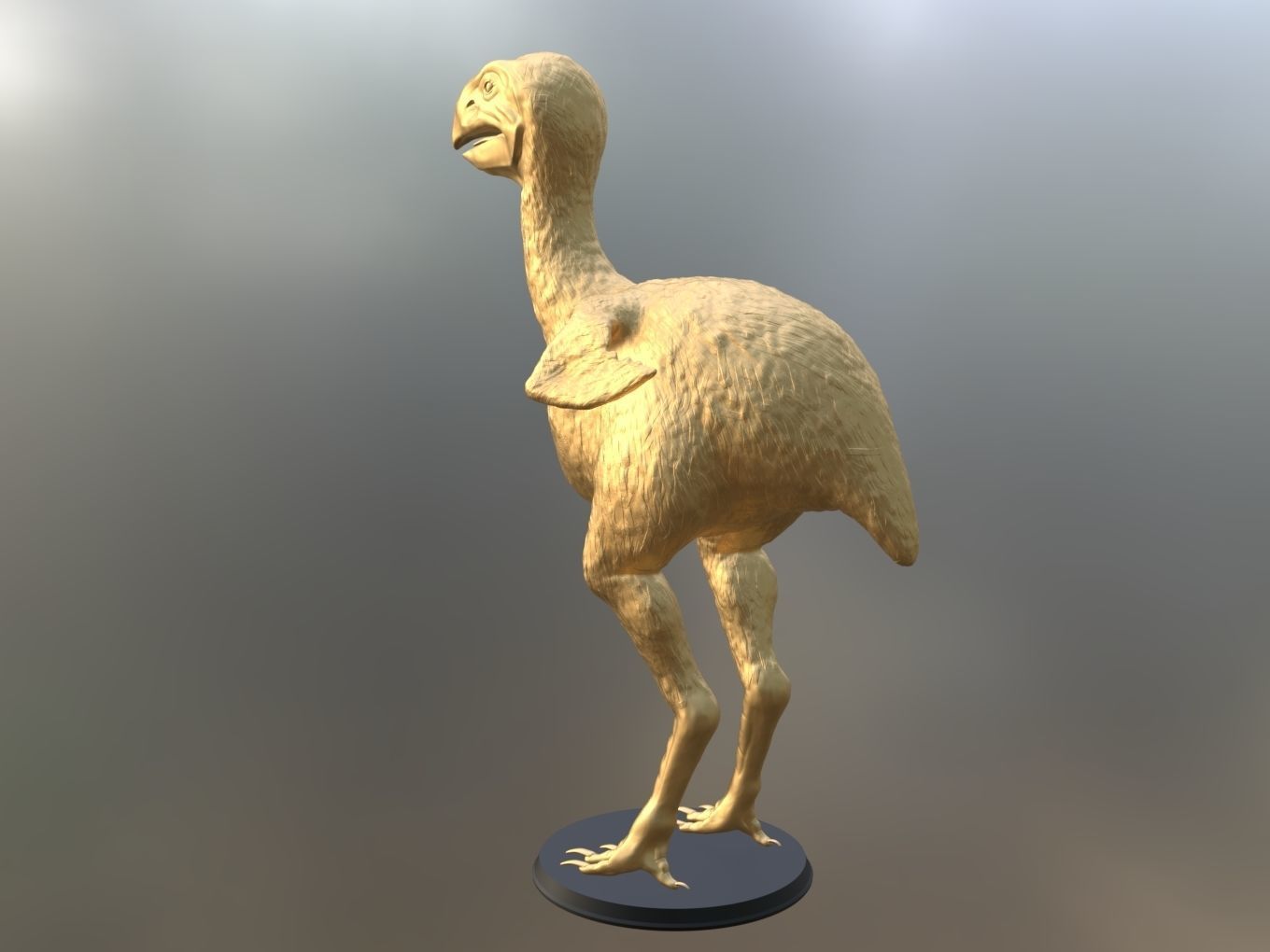 Prehistoric Gastornis Gold 3D print model_3