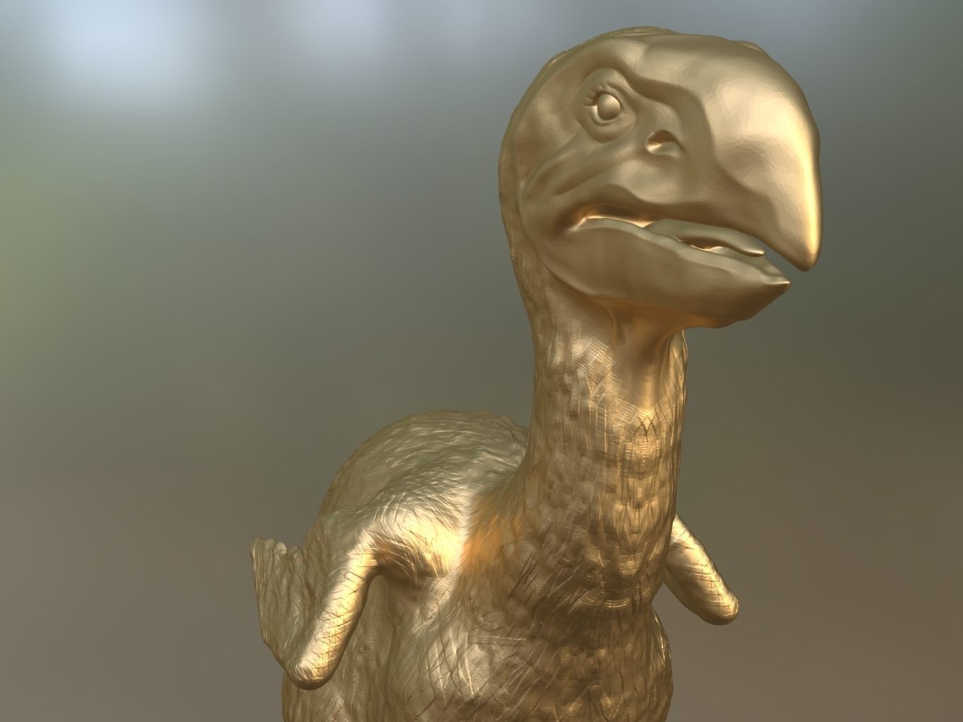 Prehistoric Gastornis Gold 3D print model_7