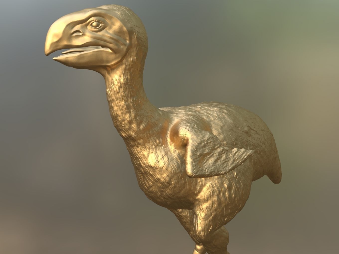 Prehistoric Gastornis Gold 3D print model_6