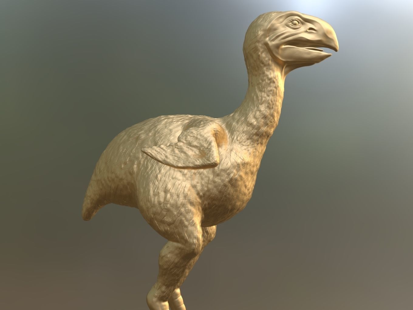 Prehistoric Gastornis Gold 3D print model_9