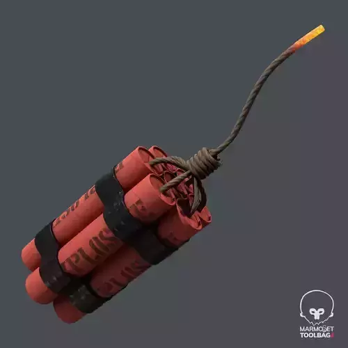 Realistic Lowpoly Dynamite Pbr grenade Low-poly 3D model