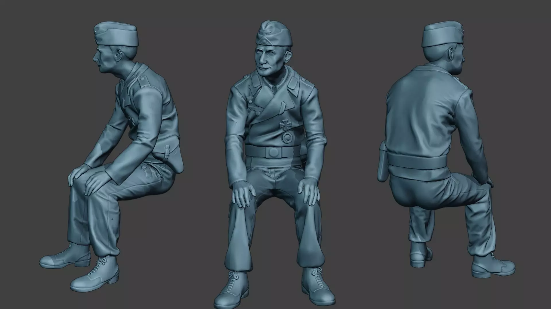 German Tank Crew unit ww2 Sit GTC1 3D print model_0