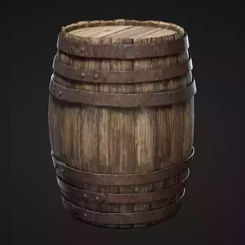 Old  Wooden Barrel Low-poly 3D model