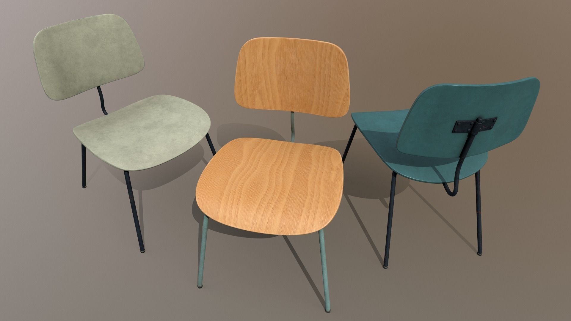 3 Detailed Retro School Chairs Design PBR - Lumion - UE4 Low-poly 3D model_9