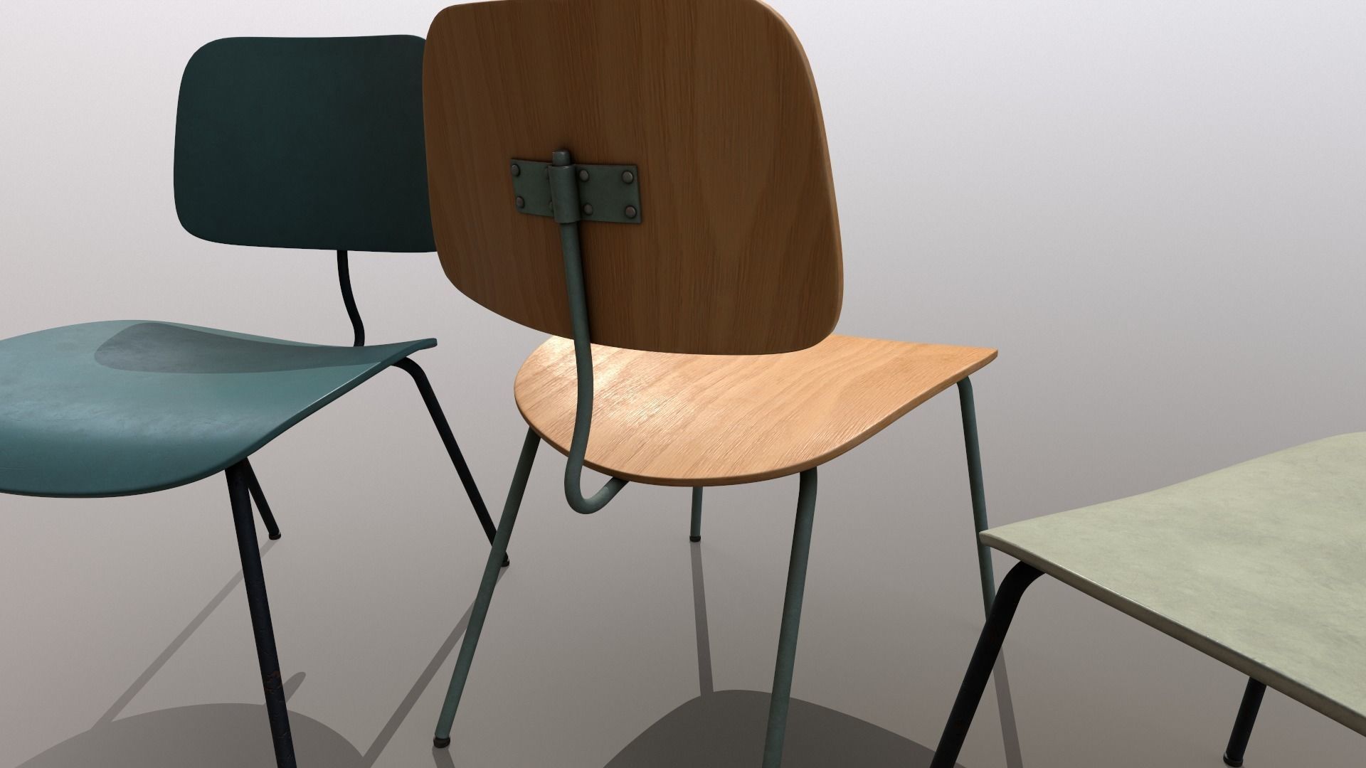 3 Detailed Retro School Chairs Design PBR - Lumion - UE4 Low-poly 3D model_10