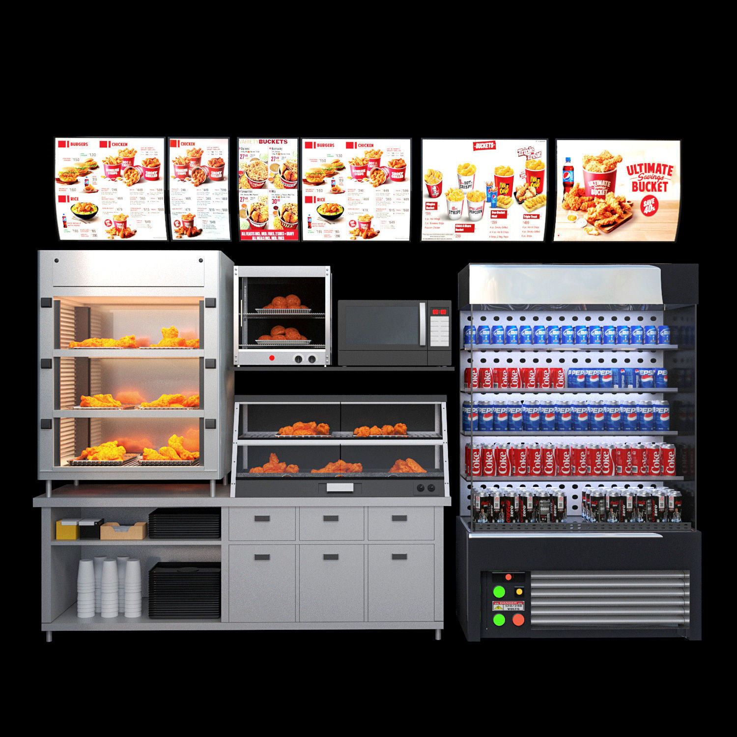 Fastfood and Coffee Shop  3D model_3