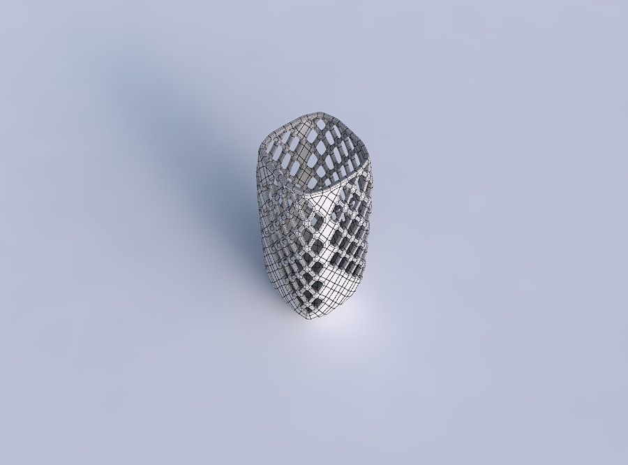 Vase quadratic tall with diagonal grid lattice 3 3D print model_6