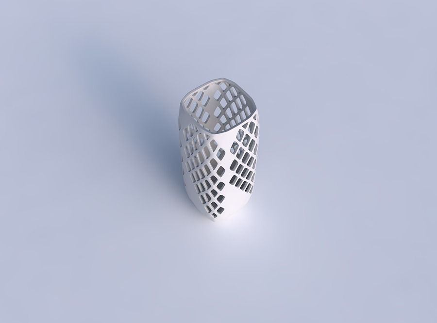 Vase quadratic tall with diagonal grid lattice 3 3D print model_1
