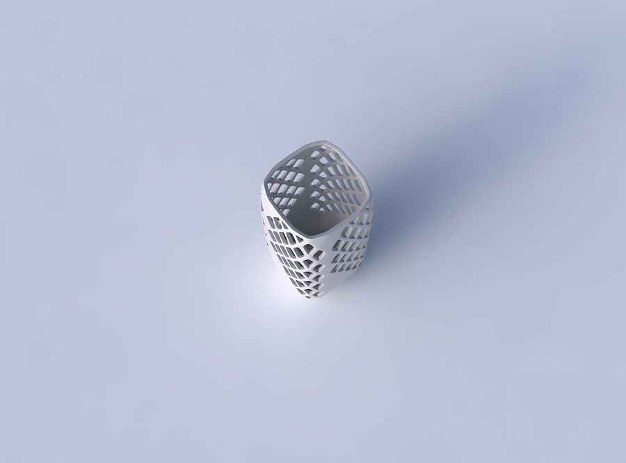 Vase quadratic tall with diagonal grid lattice 3 3D print model_2