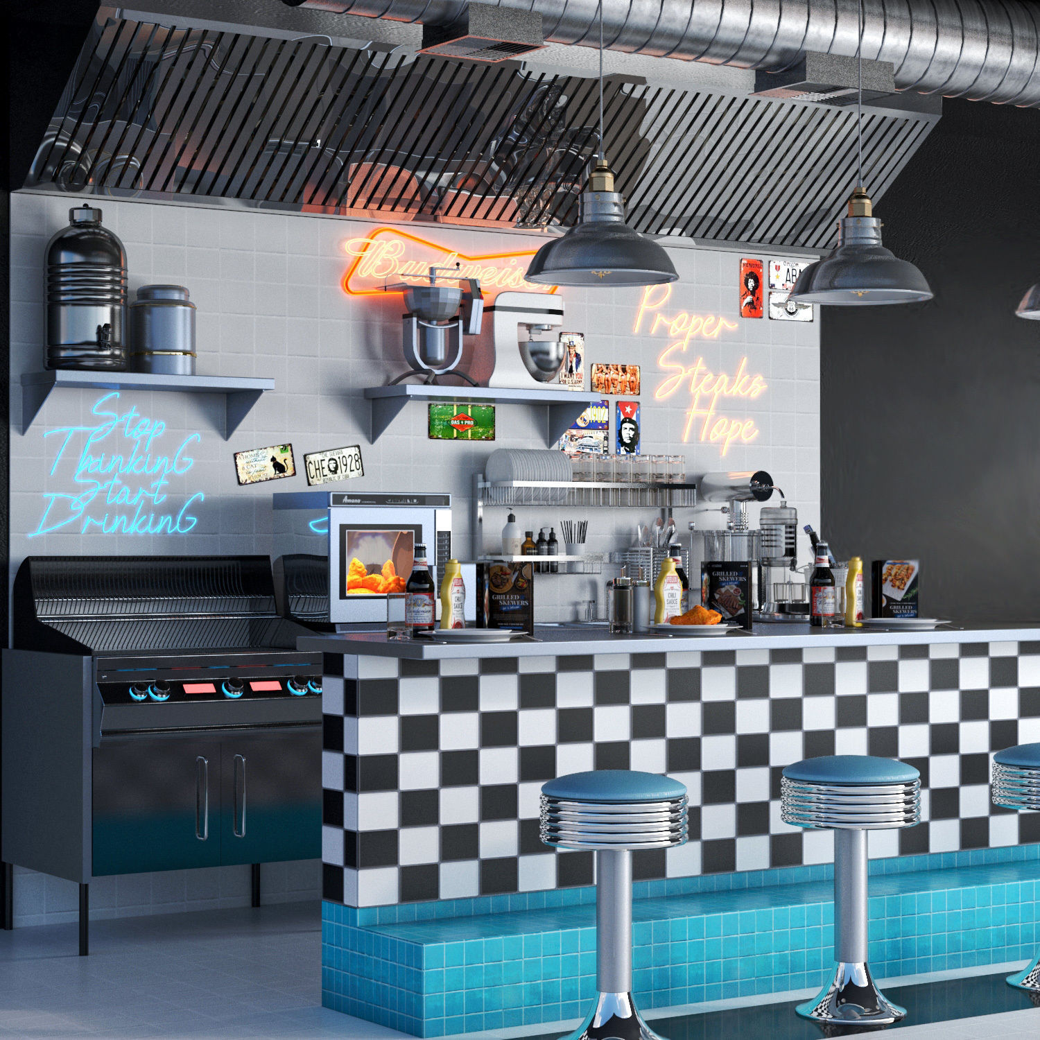 Fastfood and Coffee Kiosk 3 3D model_1