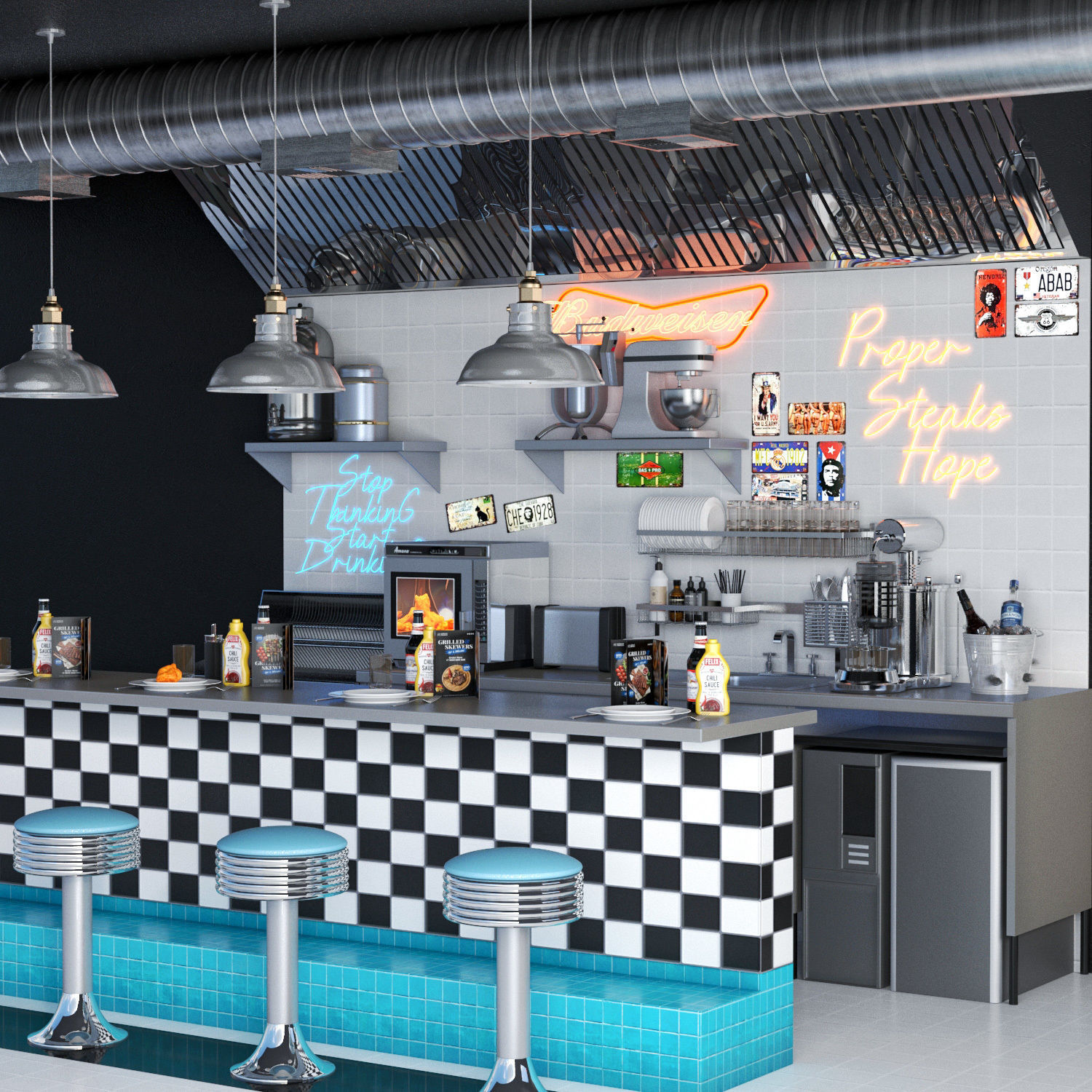 Fastfood and Coffee Kiosk 3 3D model_2