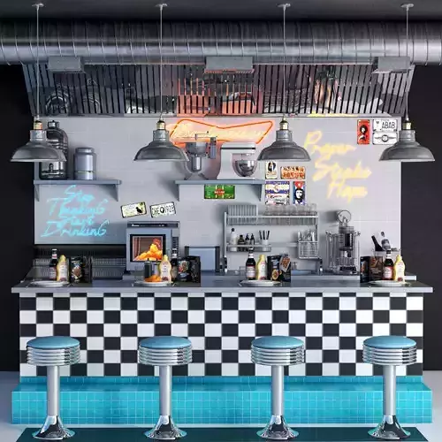 Fastfood and Coffee Kiosk 3 3D model