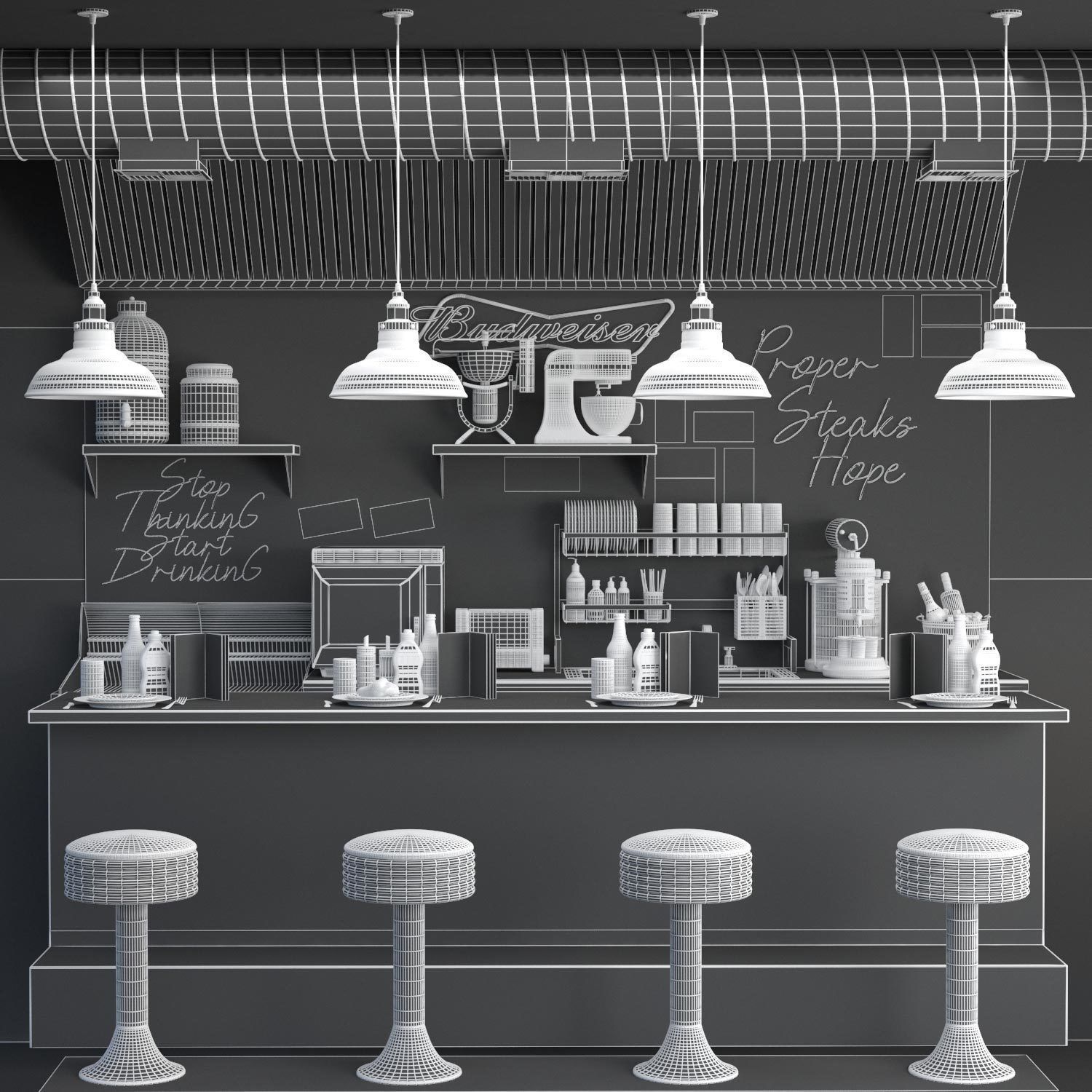 Fastfood and Coffee Kiosk 3 3D model_4